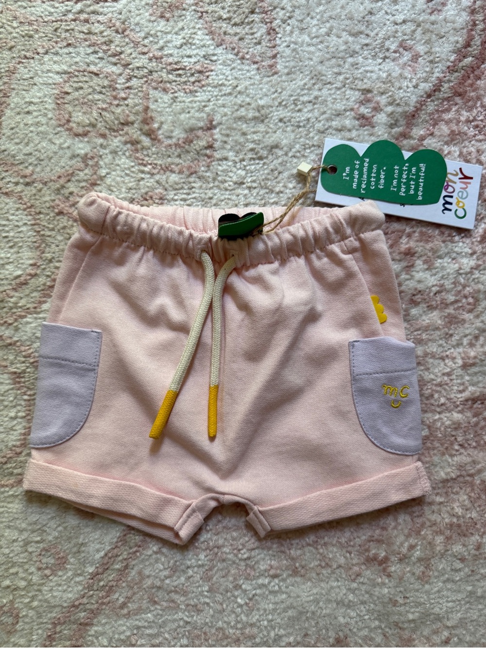 NWT Mon Coeur Pink Baby Girls' Shorts with Lilac Pockets